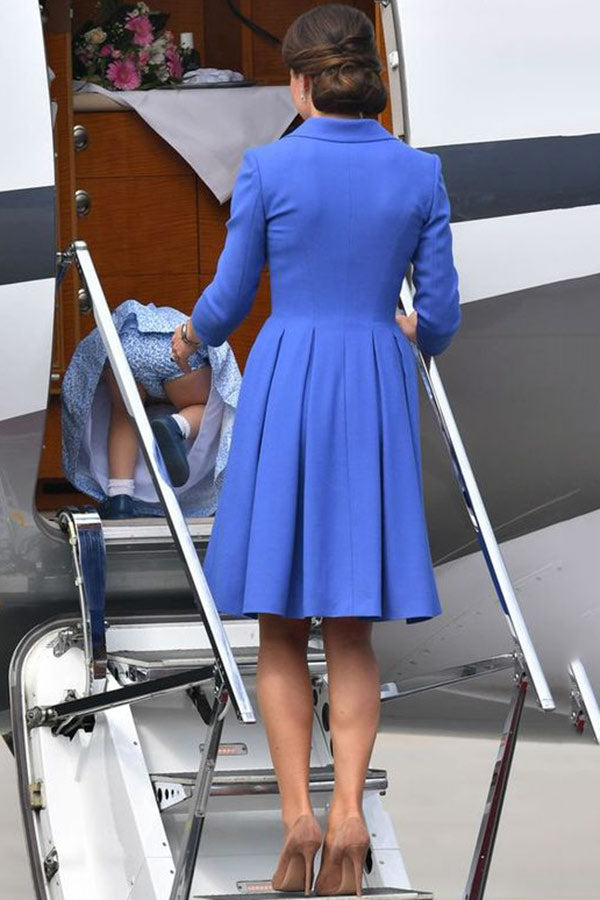 Kate Inspired Blue Long Sleeves Coat Dress – Mislish