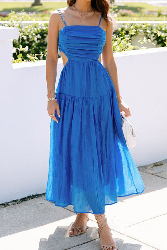 royal blue cut out dress Royal Blue One Shoulder Cut Out Strap Drawstring Ruched Mini Dress