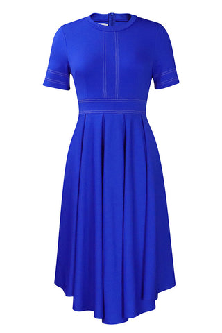 Chic Royal Blue A-Line Knee Length Dress