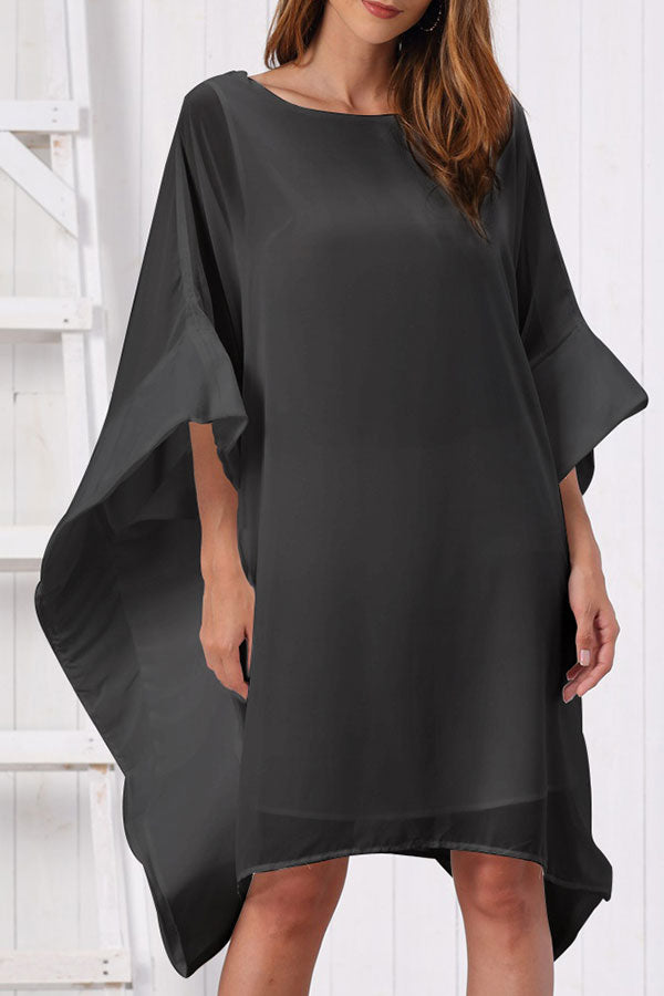Batwing Sleeves Plain Chiffon Dress Mislish Batwing Sleeves Plain Chiffon Dress Mislish