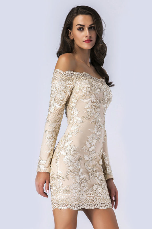 champagne color bodycon dress Hypnotized Knit Mini Dress
