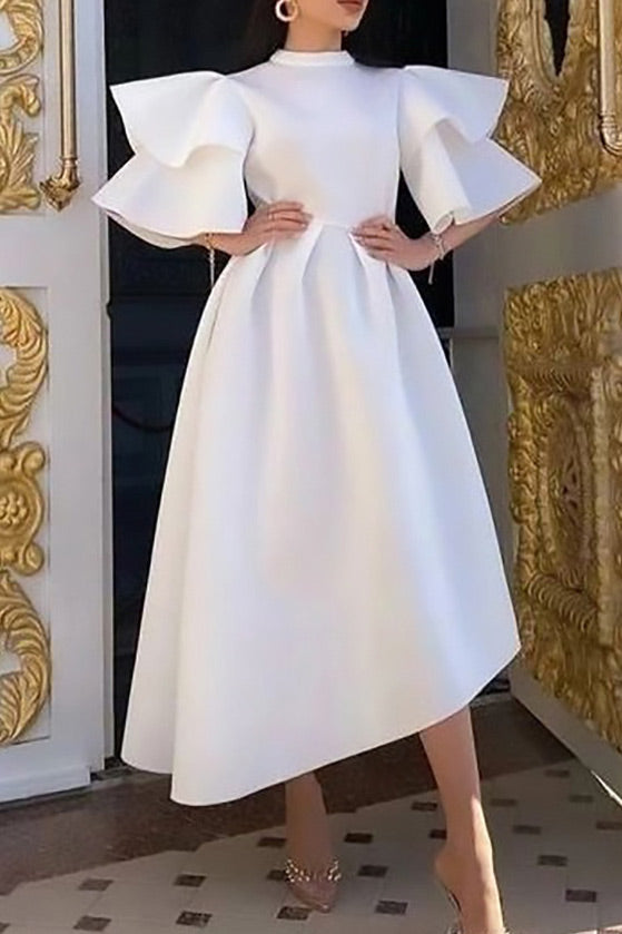 Chic White A-Line Midi Dress Mislish Chic White A-Line Midi Dress Mislish