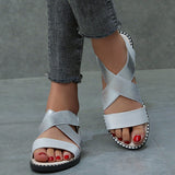 Comfort Two-tone Flats Crossover Sandals - Mislish