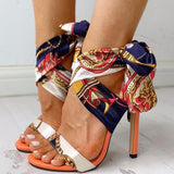 Crossover Strap Lace-up Stilettos Platform Sandals - Mislish
