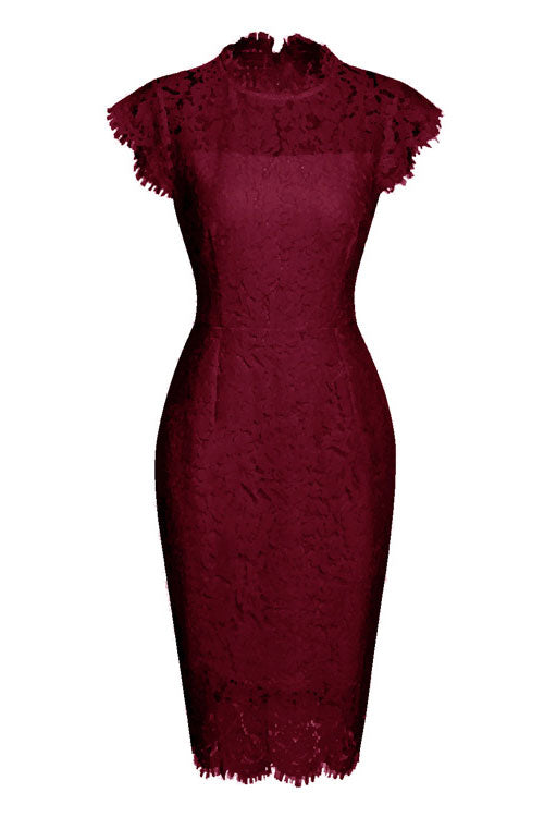 Elegant Burgundy Knee Length Lace Cocktail Party Dress Mislish Elegant Burgundy Knee Length Lace Cocktail Party Dress Mislish