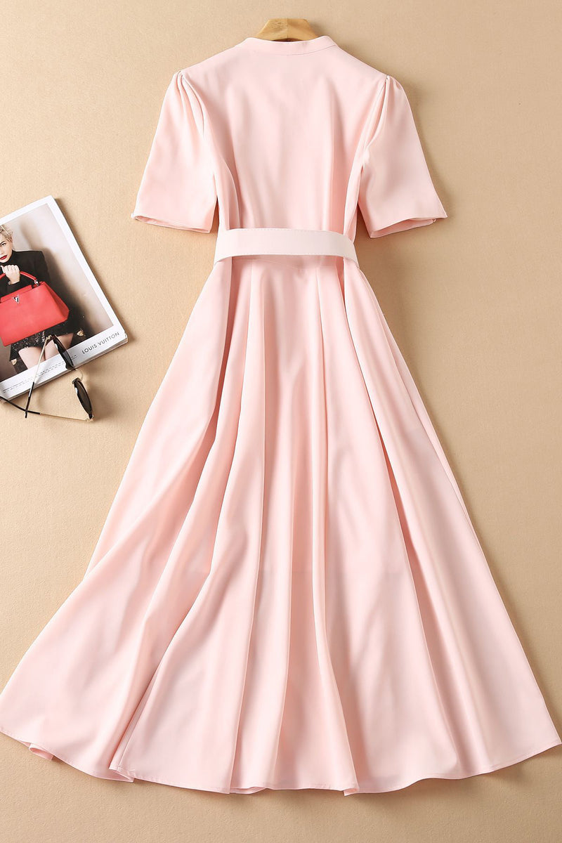 Elegant Kate Middleton Pink Midi A-Line Dress – Mislish