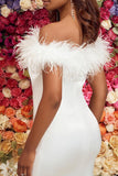Elegant White Off Shoulder Evening Prom Dress