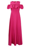 Fuchsia A-Line Off Shoulder Prom Dress Evening Gown