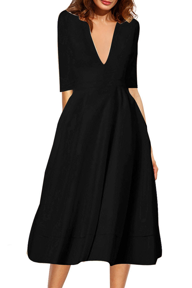 Ivory Plunging A-Line Cocktail Party Dress – Mislish