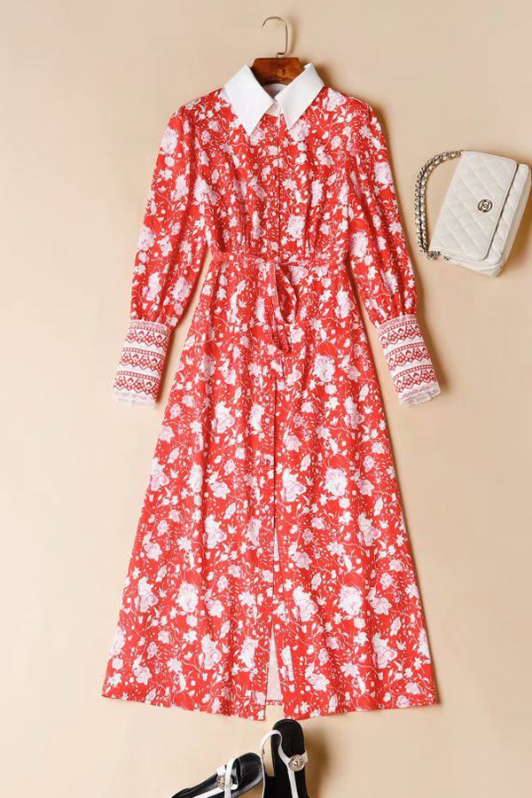 Kate Middleton 2021 Red Floral Midi Dress – Mislish