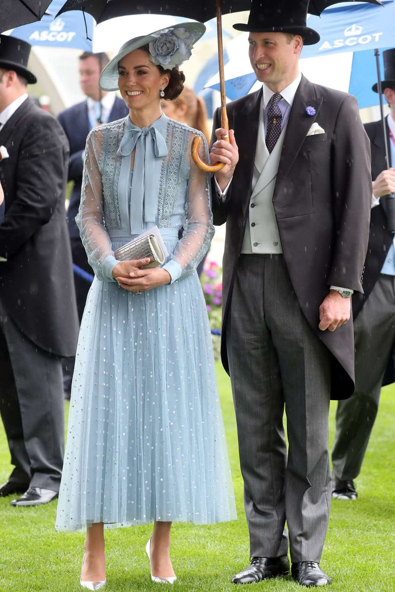 Kate Middleton Elegant Light Blue Lace Dress – Mislish