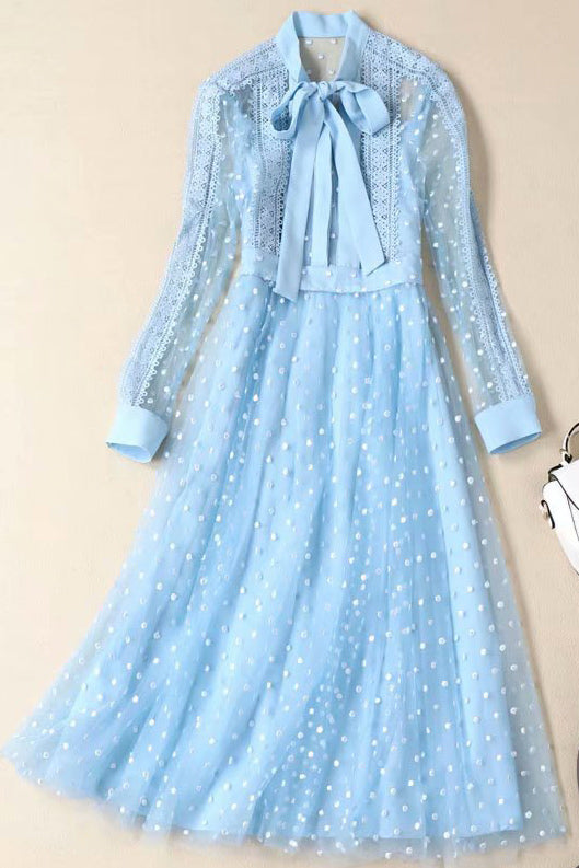 Kate Middleton Elegant Light Blue Lace Dress – Mislish