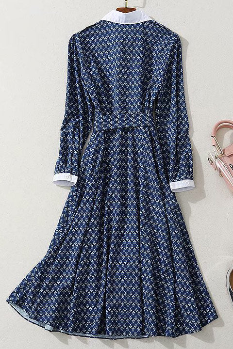 Kate Middleton Long-sleeved Print Midi Shirt Dress Mislish Kate Middleton Long-sleeved Print Midi Shirt Dress Mislish