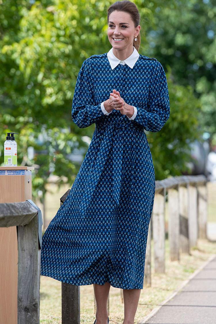Kate Middleton Long-sleeved Print Midi Shirt Dress – Mislish