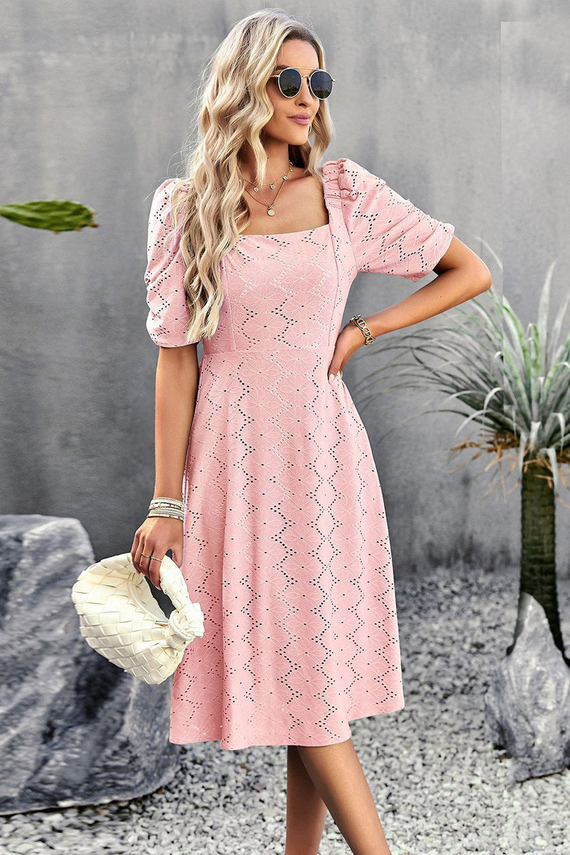 Knee Length Lace Square Neck A-Line Dress Mislish Knee Length Lace Square Neck A-Line Dress Mislish
