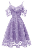 Lavender Lace A-line Spaghetti Straps Prom Dress