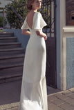 Long White Backless Evening Dress Formal Gown