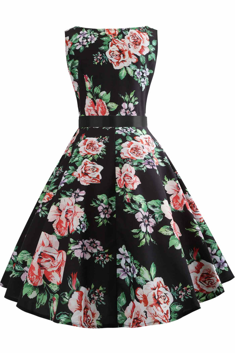 Vintage Floral Print Sleeveless Dress for Women main image 1