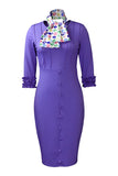 Purple Knee Length Bodycon Office Dress