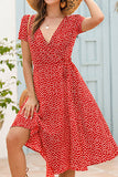 Red Polka Dot Short Sleeve Summer Dress