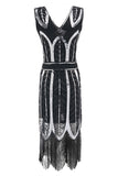 Black Sleeveless V-Neck Sequins Dress