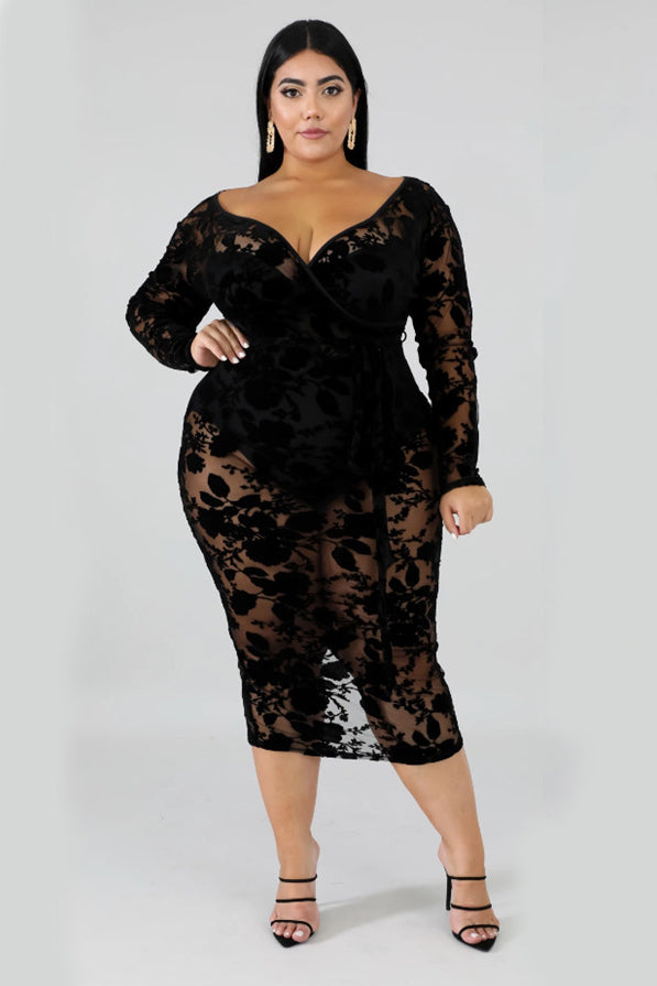 sexy plus size cocktail dresses Sexy Plus Size Long Sleeve Lace Cocktail Dress – Mislish