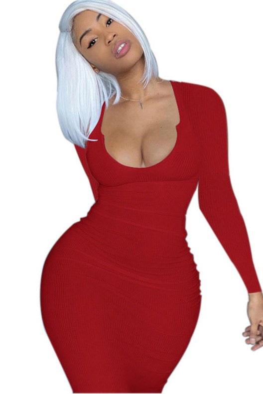 Sexy Long Sleeve Casual Ribbed Short Bodycon Dress Mislish Sexy Long Sleeve Casual Ribbed Short Bodycon Dress Mislish