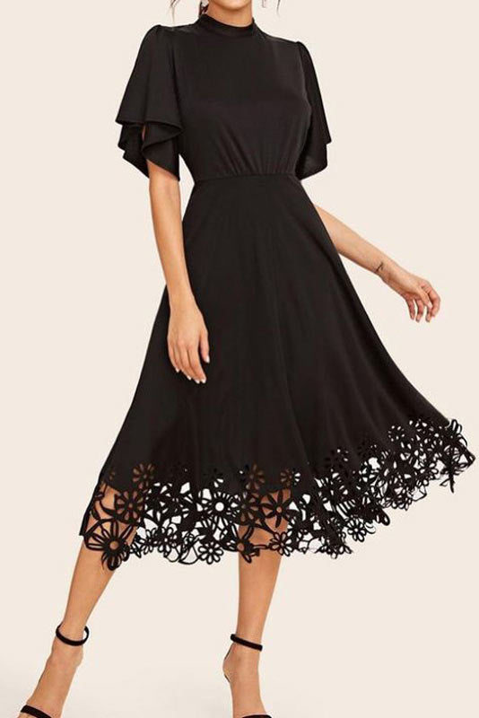 Short Sleeve Black A Line Cocktail Party Dress Mislish 2410