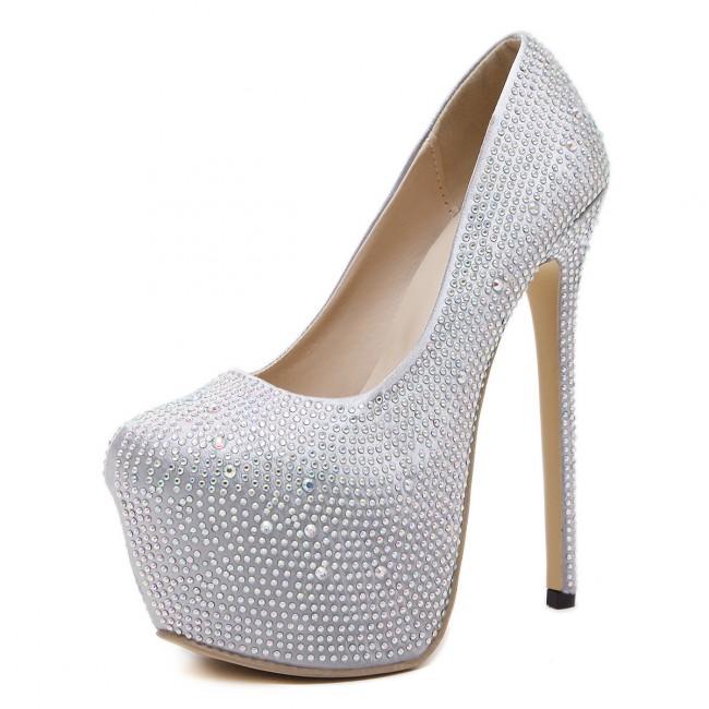 Silver Closed-toe Stiletto Sparkly Prom Heels – Mislish Silver Closed-toe Stiletto Sparkly Prom Heels – Mislish