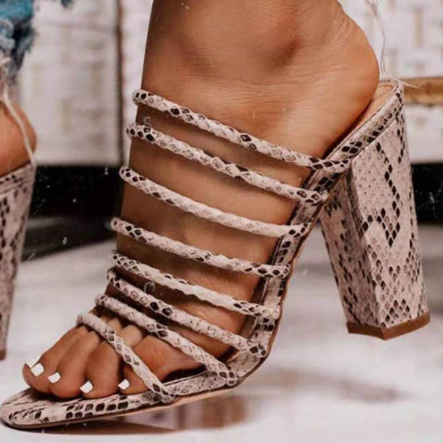 Block heel shop snakeskin sandals