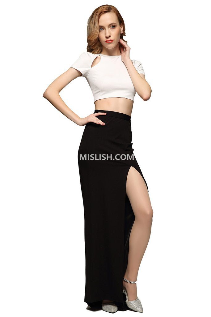slim fit dress slacks Penelope High Slit Dress- Black 10 main image 1