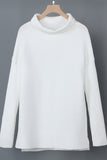 White Long-Sleeved High-Neck Casual Sweater