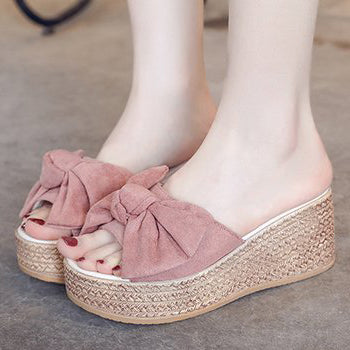 Bowknot wedge sandals hot sale