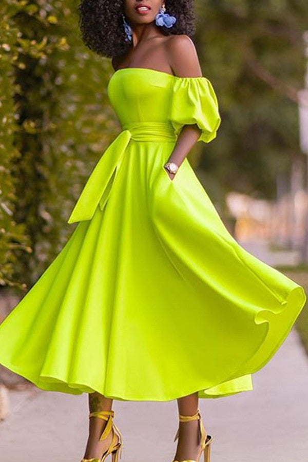 Fluorescent Green Lace-up Dress Mislish Fluorescent Green Lace-up Dress Mislish
