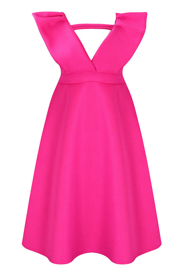 Sexy Fuchsia Plunging Cocktail Party Dress
