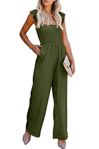 Chic Solid Green Sleeveless Jumpsuit