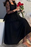 Black Midi A-Line Long Sleeve Party Cocktail Dress