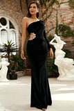 Black One Sleeve Cut Out Evening Gown Prom Dress