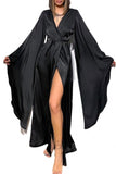 Long-Sleeve High Slit Maxi Dress Sexy Robe
