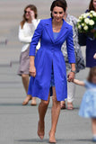 Kate Middleton Blue Long Sleeves Coat Dress