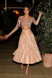 Celebrity Inspired A-Line Champagne Skirt