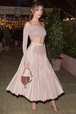 Celebrity Inspired A-Line Champagne Skirt