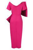 Celebrity Inspired Fuchsia Formal Party Dress With A Bow