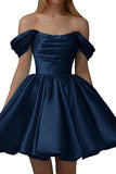 Chic Black Off-Shoulder A-Line Party Homecoming Dress