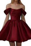 Chic Black Off-Shoulder A-Line Party Homecoming Dress
