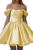 Chic Black Off-Shoulder A-Line Party Homecoming Dress