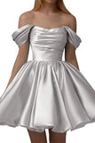 Chic Black Off-Shoulder A-Line Party Homecoming Dress