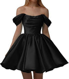 Chic Black Off-Shoulder A-Line Party Homecoming Dress