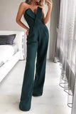 Chic Dark Green Strapless Jumpsuit