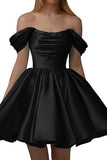 Chic Black Off-Shoulder A-Line Party Homecoming Dress